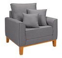 Ver imagem 4 de Conjunto de Sofá Living Beny 2 Lugares com Poltrona Base Madeira Linho