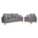 Ver imagem 2 de Conjunto de Sofá Living Beny 2 Lugares com Poltrona Base Madeira Linho