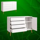 Ver imagem 4 de Comoda Sapateira Elfe Retro 1 Porta 4 Gavetas Branco Fosco - Moveisaqui