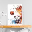 Ver imagem 2 de Quadro Cesta Basquete Aquarela 24x18cm - com Vidro:moldura Branca