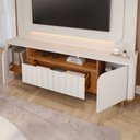 Ver imagem 3 de Estante para TV até 70 Polegadas Diamantina 2 Portas 1 Gaveta com LED 100% MDF Off White/Cinamomo -