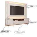 Ver imagem 5 de Estante para TV até 70 Polegadas Diamantina 2 Portas 1 Gaveta com LED 100% MDF Off White/Cinamomo -