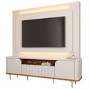 Ver imagem 2 de Estante para TV até 70 Polegadas Diamantina 2 Portas 1 Gaveta com LED 100% MDF Off White/Cinamomo -