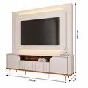 Ver imagem 4 de Estante para TV até 70 Polegadas Diamantina 2 Portas 1 Gaveta com LED 100% MDF Off White/Cinamomo -
