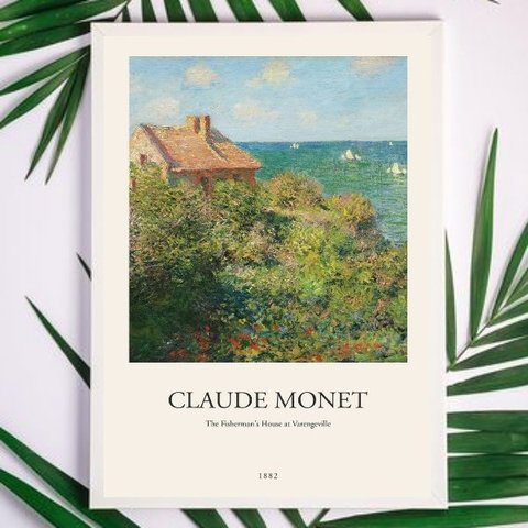 Quadro Decorativo Monet The Fisherman´s house 24x18cm - com Vidro:madeira Preta