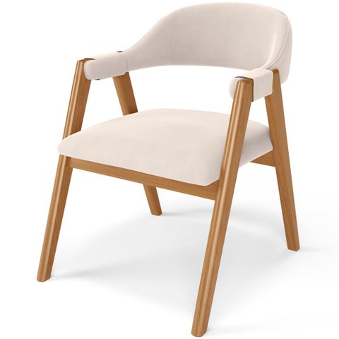 Cadeira de Jantar e Estar Living Estofada Nadja L02 Suede Bege - Lyam Decor
