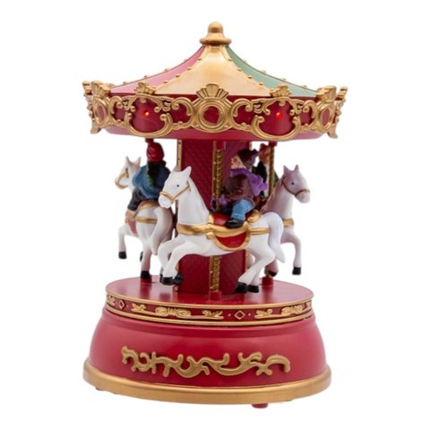 Carrossel Decorativo com LED, Movimento e Música Colorido 19cm | Natal Encantado Formosinha