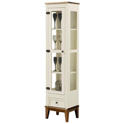Cristaleira Remy 1 Porta e 1 Gaveta Cor Off White com Amendoa 180 Cm - 63353