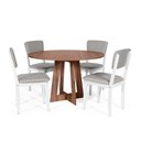 Ver imagem 1 de Mesa de Jantar Redonda Montreal Noronha com 4 Cadeiras Estofadas Ella Branco/cinza Claro