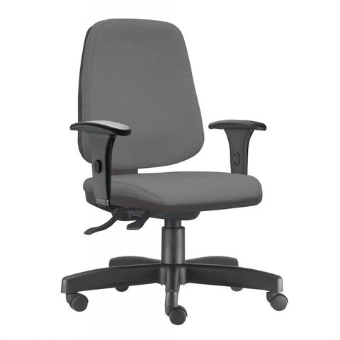 Cadeira Giratória para Escritório Diretor Back System Ergonômica Nr-17 Job Alta Crepe Cinza