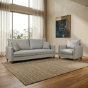 Ver imagem 1 de Kit Conjunto Sofá Living Córdoba e Poltrona Tecido Linho Cinza Claro 1,80m