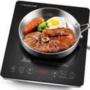 Ver imagem 1 de Amzchef Fogão de Indução Portátil com Design Ultra Fino, 1800w (preto/prata)