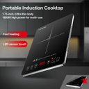 Ver imagem 6 de Amzchef Fogão de Indução Portátil com Design Ultra Fino, 1800w (preto/prata)
