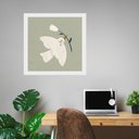 Ver imagem 2 de Quadro Ilustração Passarinho Branco com Flor - 33x33cm - com Vidro:moldura Preta