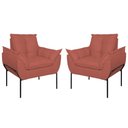 Ver imagem 1 de Kit 2 Poltronas Luxo Base Reforçada Metal Preto Cor:rosa