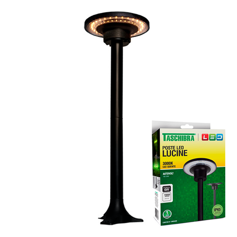 Luminária Poste de Jardim Taschibra Lucine 6w Led Preto Bivolt 3000k Luz Quente