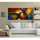 Ver imagem 4 de Quadro Pintura Tela Abstrato Moderno Cod 2455 - 80cm (A) x 160cm (L)