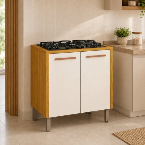 Balcão para Cooktop 2 Portas MDF Linha Demi Espresso Móveis