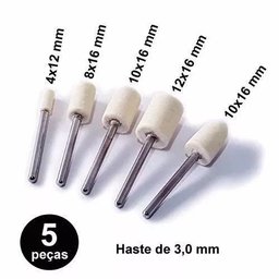 Kit 5 Peças Ponta Polimento Feltro Lã para Micro Retifica Dremel - 2