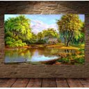 Ver imagem 4 de Quadro Pintura Paisagem Óleo Sobre Tela Cod 3007 - 70cm (A) x 110cm (L)