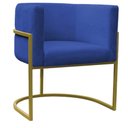 Ver imagem 4 de Kit 4 Poltrona Reforçadas Decorativa Sala de Estar Carla Base Ferro Dourada Suede Azul Marinho