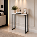 Ver imagem 2 de Aparador Estilo Industrial Slim 75x70 Mesa Decorativa Cantinho do Café Preto com Branco
