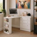 Ver imagem 1 de Cômoda Mesa de Escritório Retrátil Zoe 3 Gavetas MDP 91.3cm Branco Loja Sheep