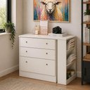 Ver imagem 3 de Cômoda Mesa de Escritório Retrátil Zoe 3 Gavetas MDP 91.3cm Branco Loja Sheep
