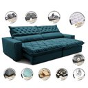 Ver imagem 3 de Sofá Retrátil e Reclinável 2,35m Molas Ensacadas Cama Inbox Spazus com Bordado 3d Velusoft Petró