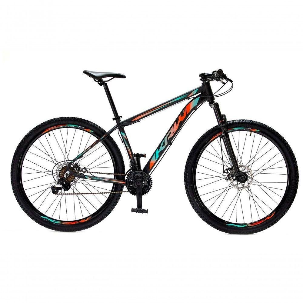 Bicicleta Aro 29 Krw Alumínio Shimano 21 Vel Freio a Disco Suspensão S6 21 Preto-azul e Laranja - 1