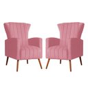 Ver imagem 1 de Kit 02 Poltrona Decorativa Melinda Suede Rosa - Fm