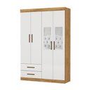 Ver imagem 2 de Guarda-Roupa Solteiro Siena 4 Portas 2 Gavetas com Espelho Multimóveis CR35555 Cinamomo/Off White