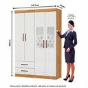 Ver imagem 4 de Guarda-Roupa Solteiro Siena 4 Portas 2 Gavetas com Espelho Multimóveis CR35555 Cinamomo/Off White