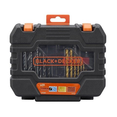 Jogo de Brocas de Titânio e Bits com 31 Peças A7233 Black+Decker