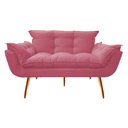 Ver imagem 2 de Kit Namoradeira + 2 Poltronas Decorativa Opala Suede Rosa Pés Madeira Ms Decor