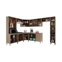 Cozinha Modulada Completa Fidelitá Paris 9 Peças 515cm 20 Portas 3 Gavetas com Tampo - 2