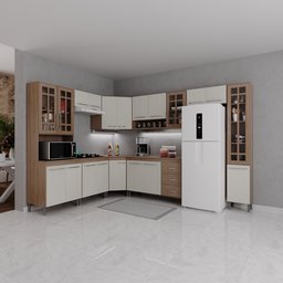 Cozinha Modulada Completa Fidelitá Paris 9 Peças 515cm 20 Portas 3 Gavetas com Tampo - 1