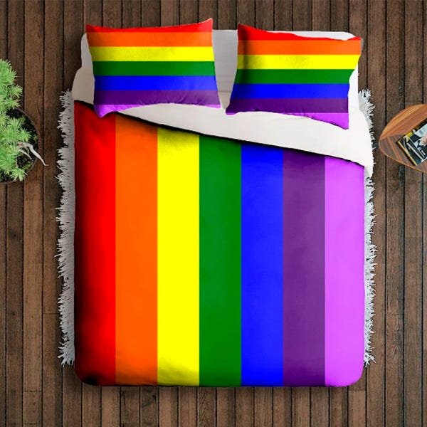 Jogo De Cama Casal Colcha Lgbt Arco Iris Gay Bandeira Trans