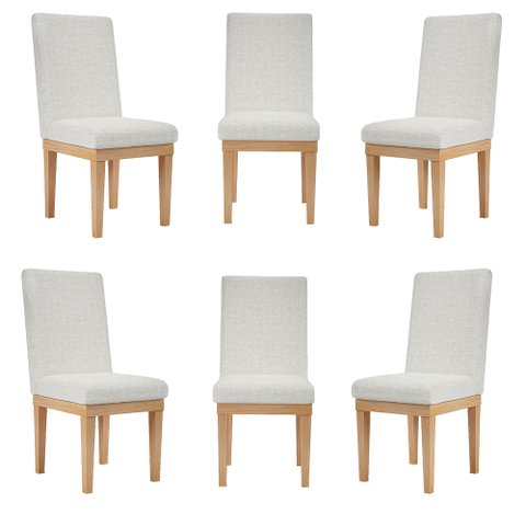 KIT 6 Cadeiras Reforçadas para Mesa de Jantar Tecido Linho Cor:Linho Bege