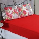 Ver imagem 2 de Jogo de Cama Malha Lençol 100% Algodão Primavera 2 Peças Solteiro - Floral Vermelho
