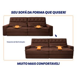 Sofá Retrátil Reclinável 300cm Albany Suede Velut com Molas Ensacadas - King House - 6