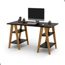 Ver imagem 3 de Mesa Escrivaninha Cavalete Tampo 30mm 4 Prateleiras Preto