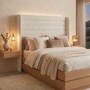 Ver imagem 3 de Cabeceira Cama Casal King Duna 195cm Orgânica Curva Bouclê Bege - Montanari's Decor