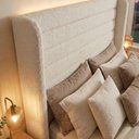 Ver imagem 4 de Cabeceira Cama Casal King Duna 195cm Orgânica Curva Bouclê Bege - Montanari's Decor
