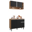 Ver imagem 1 de Armario Aereo e Balcao com Tampo 105 Cm Vanessa Amendoa Preto Reajl Moveis