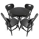Ver imagem 1 de Cj Mesa Madeira 60cm - Bistrô Fixa 78cm + 4 Cadeiras 43 - Preta - Liso