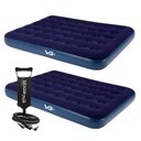 Ver imagem 1 de Kit 2 Colchões Infláveis Casal Flocked Comfort Azul com Bomba de Ar Manual Vg Plus