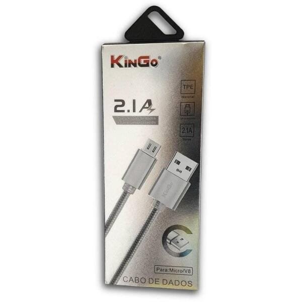 Cabo Carregador USB V8 Micro USB Android Metal Reforçado Kingo - 3