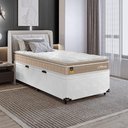 Ver imagem 1 de Cama Box Baú Solteiro Couro Branco + Colchão Life D33 Bege