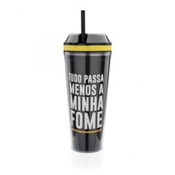 Copo com Canudo e Pote Frases Fome Ludi Imaginarium 430 ml - 1